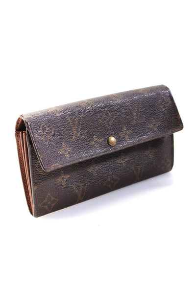 Louis Vuitton Womens Monogram Canvas Sarah Snap Wallet Brown