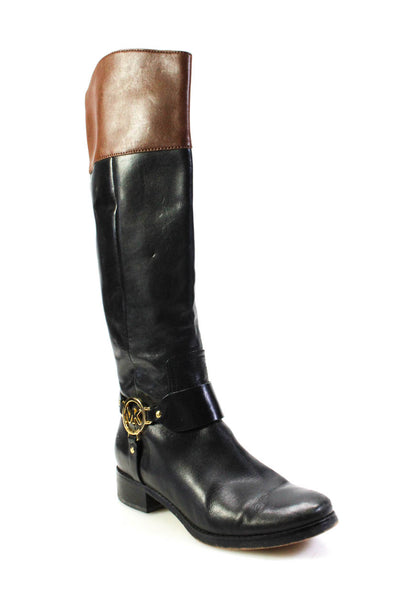 Michael Michael Kors Womens Color Block Knee High Harness Boots Black Brown Sz 6