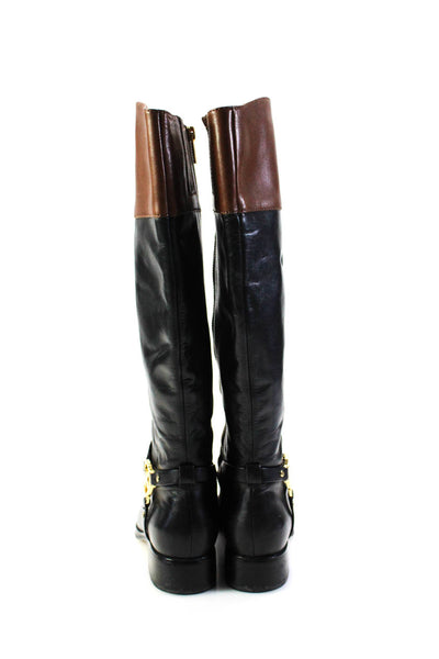 Michael Michael Kors Womens Color Block Knee High Harness Boots Black Brown Sz 6