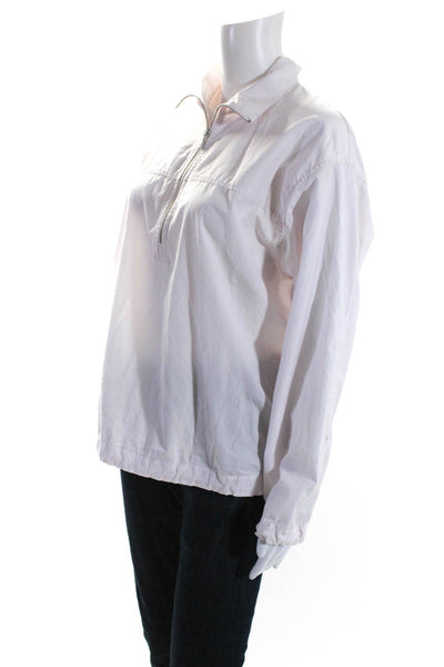 Vince Womens Cotton Mock Neck 1/2 Zip Up Pullover Top Off White Size S