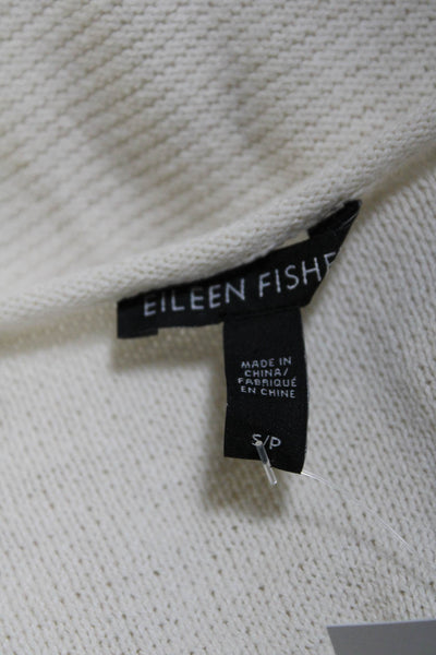 Eileen Fisher Womens Cotton Round Neck Long Sleeve Pullover Sweater White Size S