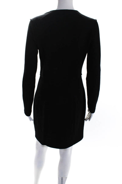 Rag & Bone Women's V-Neck Long Sleeves A-Line Mini Dress Black Size 4