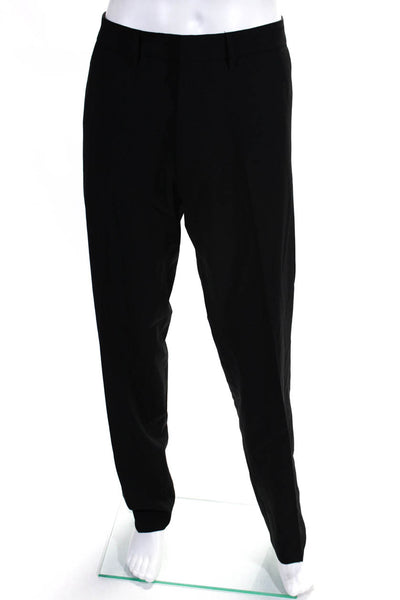 Boss Hugo Boss Mens Black Wool Pleated Straight Leg Dress Pants Size 36R