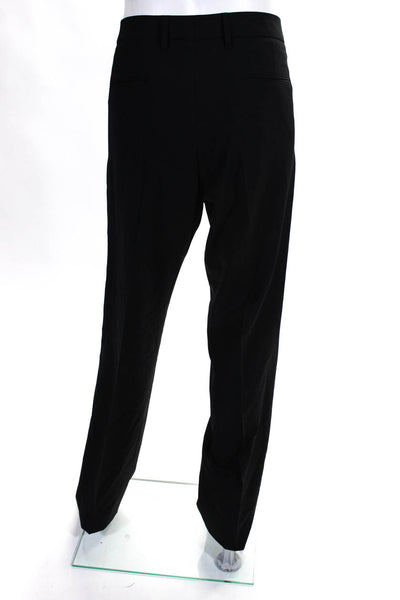 Boss Hugo Boss Mens Black Wool Pleated Straight Leg Dress Pants Size 36R