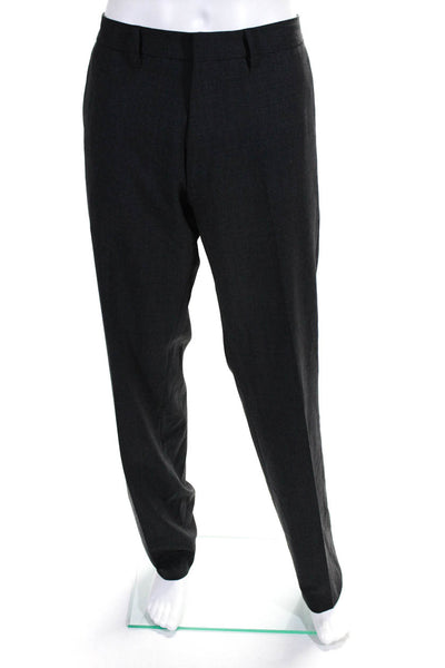 Boss Hugo Boss Mens Dark Gray Wool Pleated Straight Leg Dress Pants Size 36R