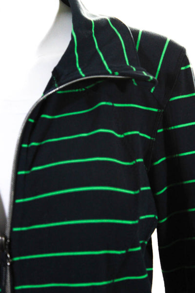 Lululemon Womens Striped Full Zipper Track Shirt Navy Blue Green Size 12