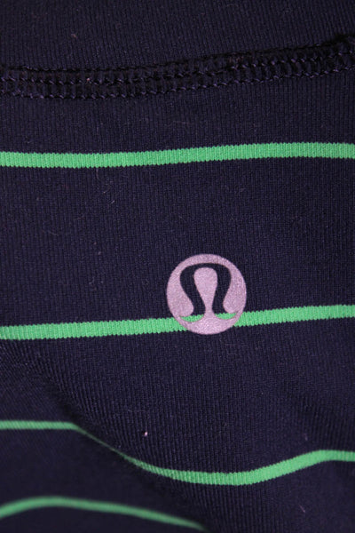 Lululemon Womens Striped Full Zipper Track Shirt Navy Blue Green Size 12