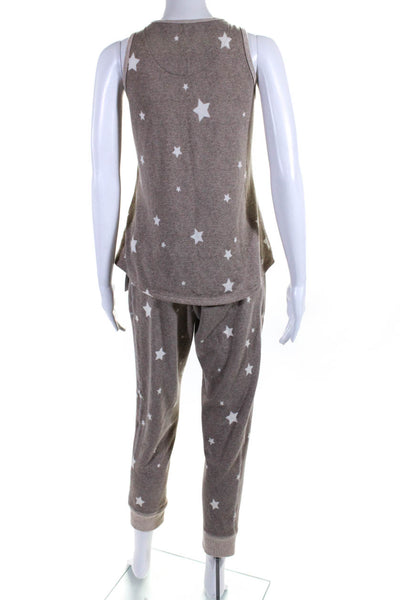 Live Love Lounge Karen Neuburger Womens Stars Print Pajama Set Brown Size Large