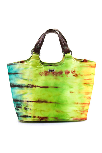 Donald J Pliner Womens Tie Dye Print Tie Closure Shoulder Handbag Multi Colored