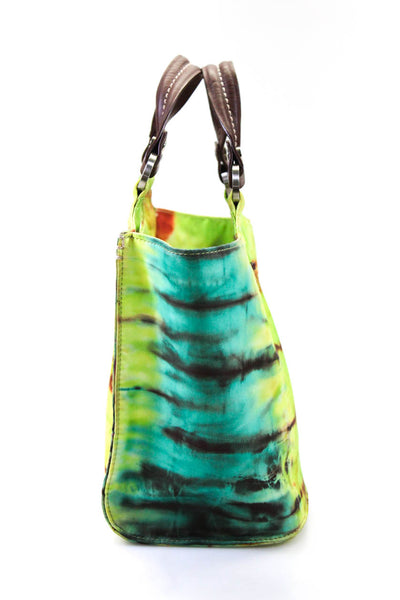 Donald J Pliner Womens Tie Dye Print Tie Closure Shoulder Handbag Multi Colored