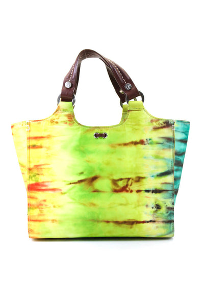 Donald J Pliner Womens Tie Dye Print Tie Closure Shoulder Handbag Multi Colored