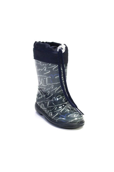 Emporio Armani Childrens Unisex Printed Rubber Rain Boots Navy Size 23 7