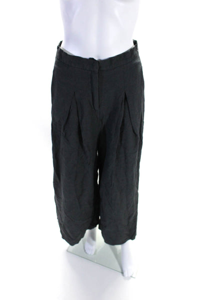 Six Crisp Days Womens Cotton Hook & Eye Pleated Zip High Rise Pants Gray Size S