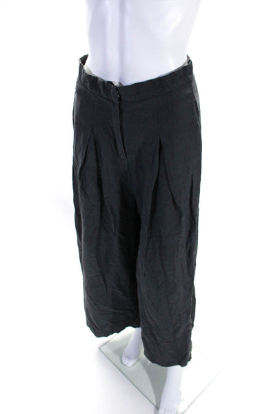 Six Crisp Days Womens Cotton Hook & Eye Pleated Zip High Rise Pants Gray Size S