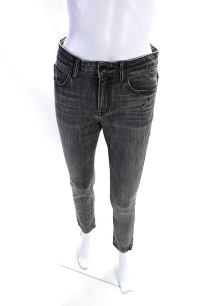 Helmut Lang Womens Cotton Buttoned Zipped Skinny Leg Jeans Gray Size EUR26