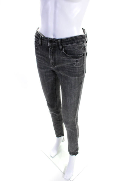 Helmut Lang Womens Cotton Buttoned Zipped Skinny Leg Jeans Gray Size EUR26