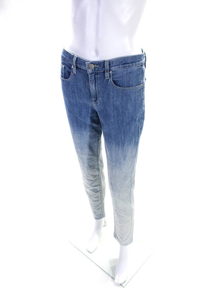 Vince Womens Cotton Light Washed Ombre Print Button Skinny Jeans Blue Size EUR26