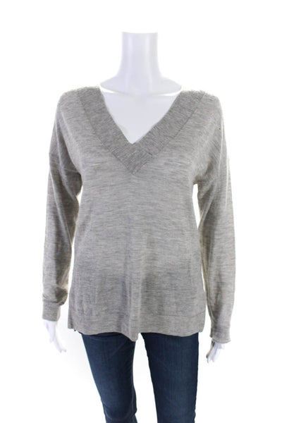 Rag & Bone Womens Cashmere V-Neck Long Sleeve Pullover Sweater Gray Size S