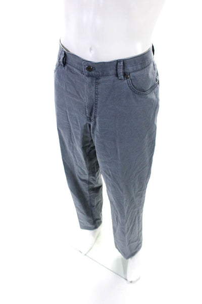 Hiltl Mens Mid Rise Straight Leg Casual Pants Blue Grey Cotton Size 36X34