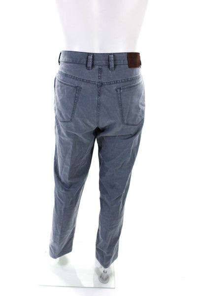 Hiltl Mens Mid Rise Straight Leg Casual Pants Blue Grey Cotton Size 36X34