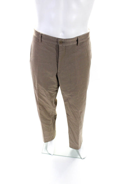 Giorgio Armani Mens Straight Leg Mid Rise Khaki Pants Nutmeg Brown Cotton Size 3