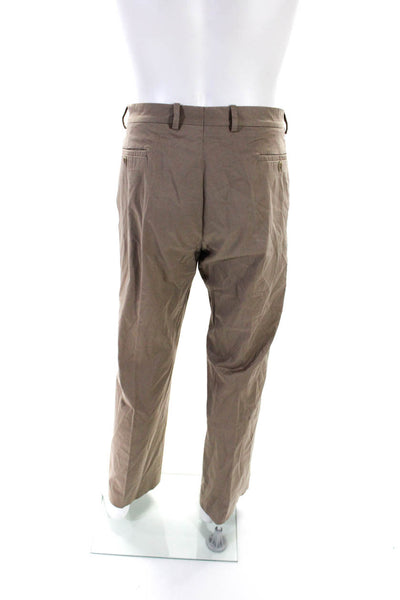 Giorgio Armani Mens Straight Leg Mid Rise Khaki Pants Nutmeg Brown Cotton Size 3