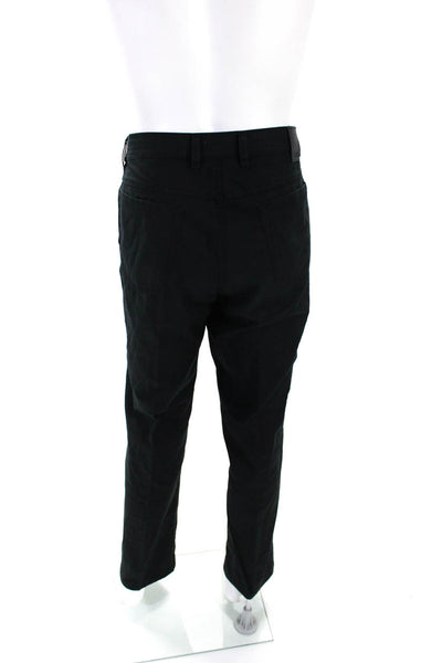 Hiltl Mens Straight Leg Flat Front Casual Pants Black Cotton Blend Size 36X34