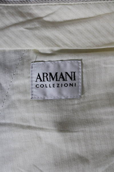 Armani Collezioni Mens Linen Straight Leg Casual Pants Taupe Beige Size 38