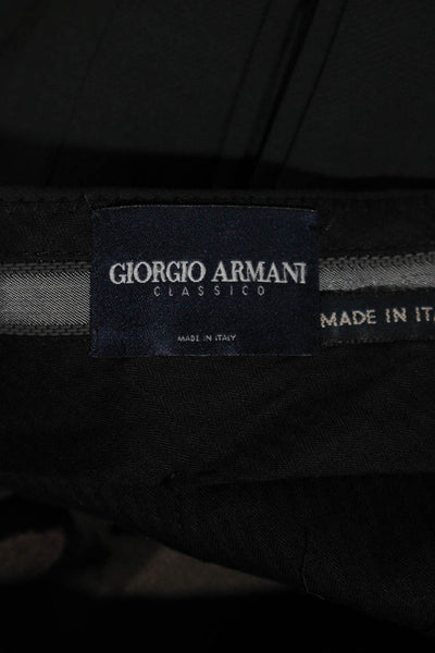 Giorgio Armani Classico Mens Flat Front Creased Dress Pants Dark Grey Size 36