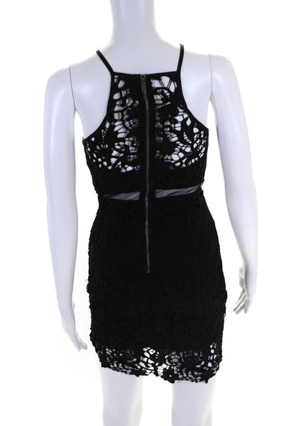 Seek The Label Womens Back Zip Lace Overlay Mesh Cut Out Mini Dress Black XS