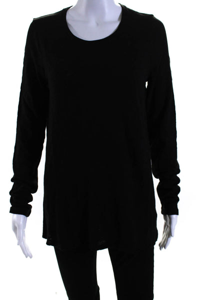 ATM Women's Round Neck Long Sleeves Basic T-Shirt Black Size M