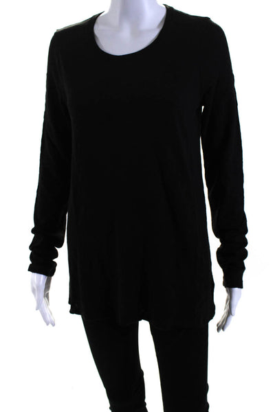 ATM Women's Round Neck Long Sleeves Basic T-Shirt Black Size M