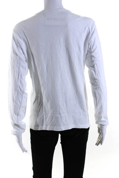 Re/Done Women's Crewneck Long Sleeves Basic Cotton T-Shirt White Size M