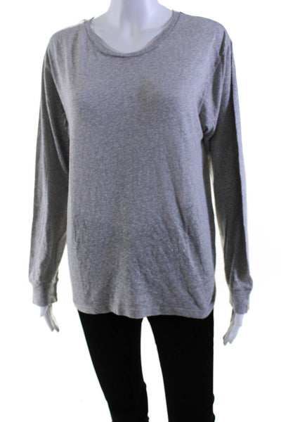 Re/Done Women's Crewneck Long Sleeves Basic T-Shirt Gray Size S