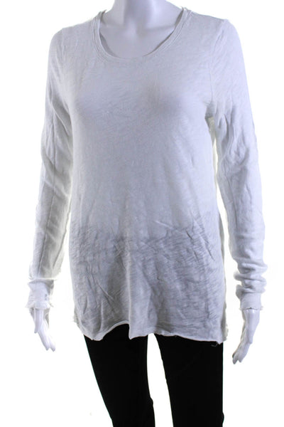 ATM Women's Crewneck Long Sleeves Basic T-Shirt Blouse White Size M