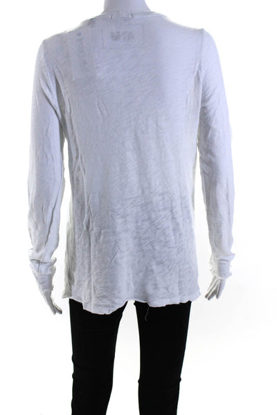 ATM Women's Crewneck Long Sleeves Basic T-Shirt Blouse White Size M