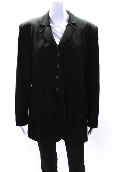 Lauren Ralph Lauren Womens Wool Notched Lapel Four Button Blazer Black Size 14