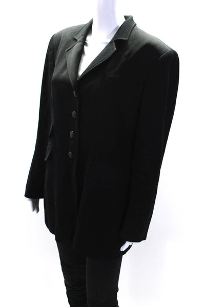 Lauren Ralph Lauren Womens Wool Notched Lapel Four Button Blazer Black Size 14