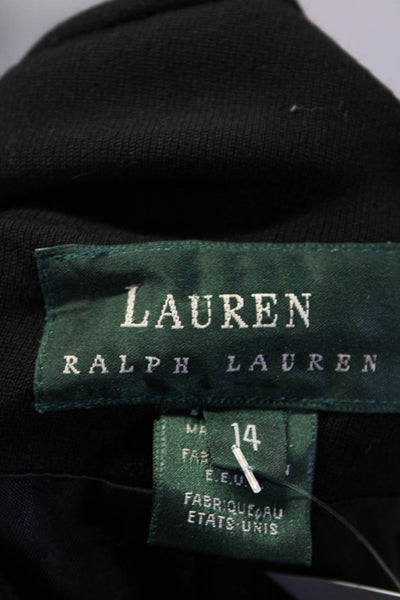 Lauren Ralph Lauren Womens Wool Notched Lapel Four Button Blazer Black Size 14