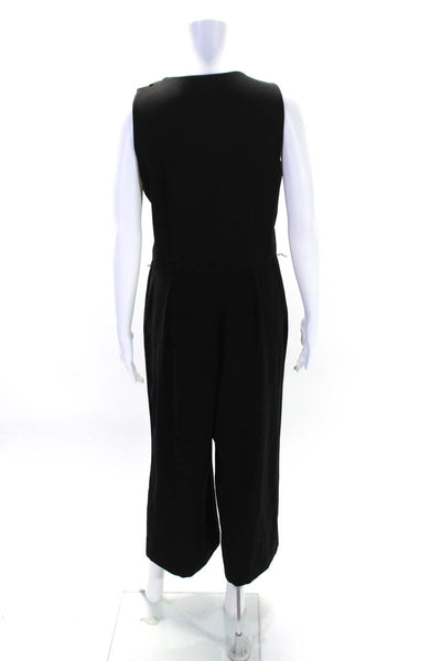 Michael Michael Kors Womens Zippered Sleeveless Straight Jumpsuit Black Size 8