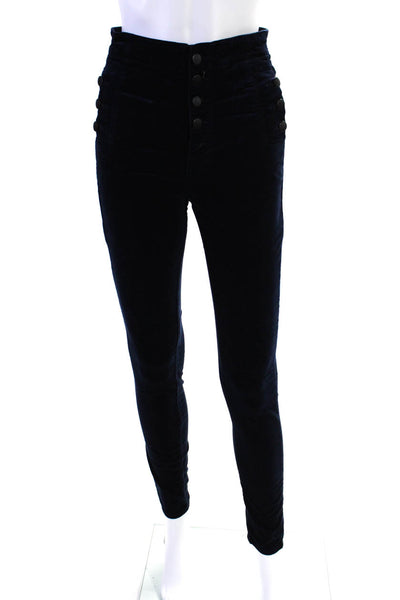 J Brand Womens Button Up Skinny Leg Natasha Pants Midnight Blue Cotton Size 26