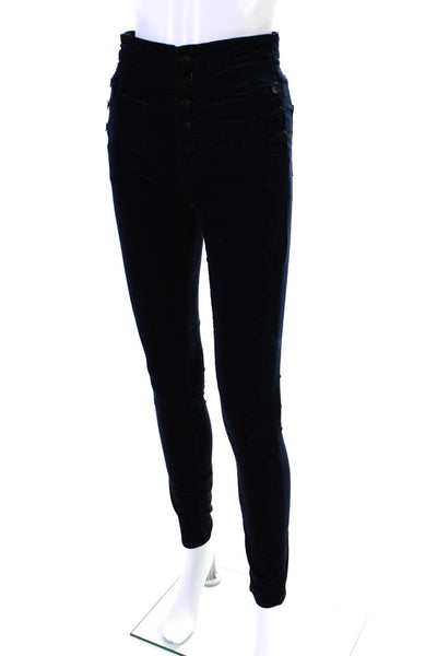 J Brand Womens Button Up Skinny Leg Natasha Pants Midnight Blue Cotton Size 26