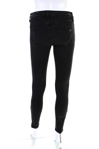 Rag & Bone Jean Womens Low Rise Skinny Leg Jeans Washed Black Cotton Size 26