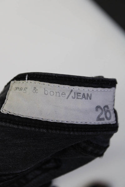 Rag & Bone Jean Womens Low Rise Skinny Leg Jeans Washed Black Cotton Size 26