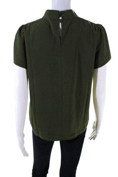 J Crew Womens Short Sleeve Mock Neck Blouse Green Size S