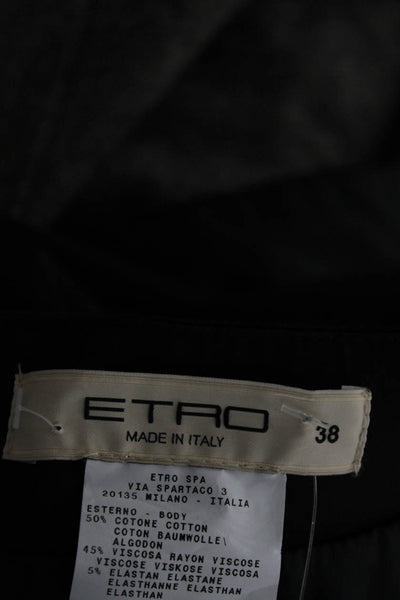 Etro Womens Solid Black Cotton Knee Length Lined Pencil Shirt Size 38