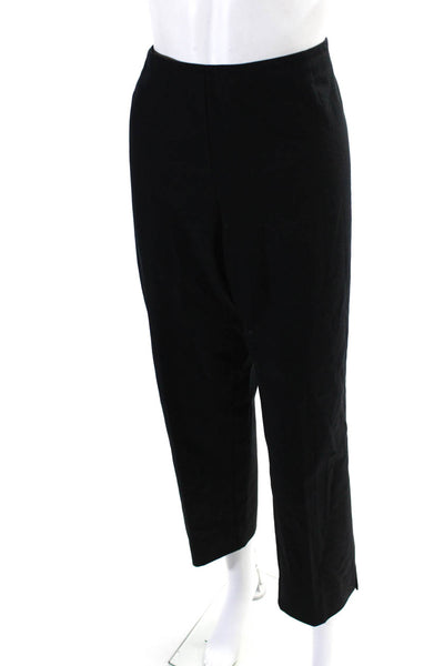 Lafayette 148 New York Womens Cotton Side Zipped Straight Leg Pants Black Size L