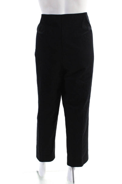 Lafayette 148 New York Womens Cotton Side Zipped Straight Leg Pants Black Size L