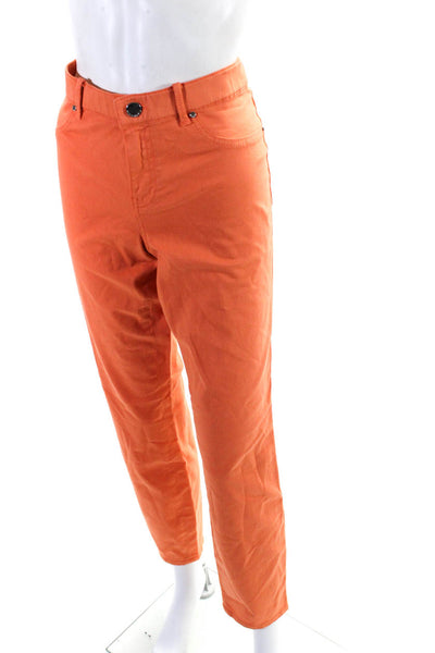 Elie Tahari Womens Cotton Mid Rise Slim Straight Jeans Orange Size 10