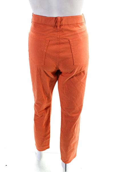 Elie Tahari Womens Cotton Mid Rise Slim Straight Jeans Orange Size 10